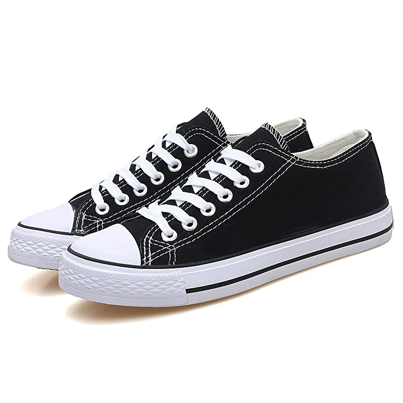 

New Style Rubber Sole Mens Black Canvas Shoes High Quality Factory Prices