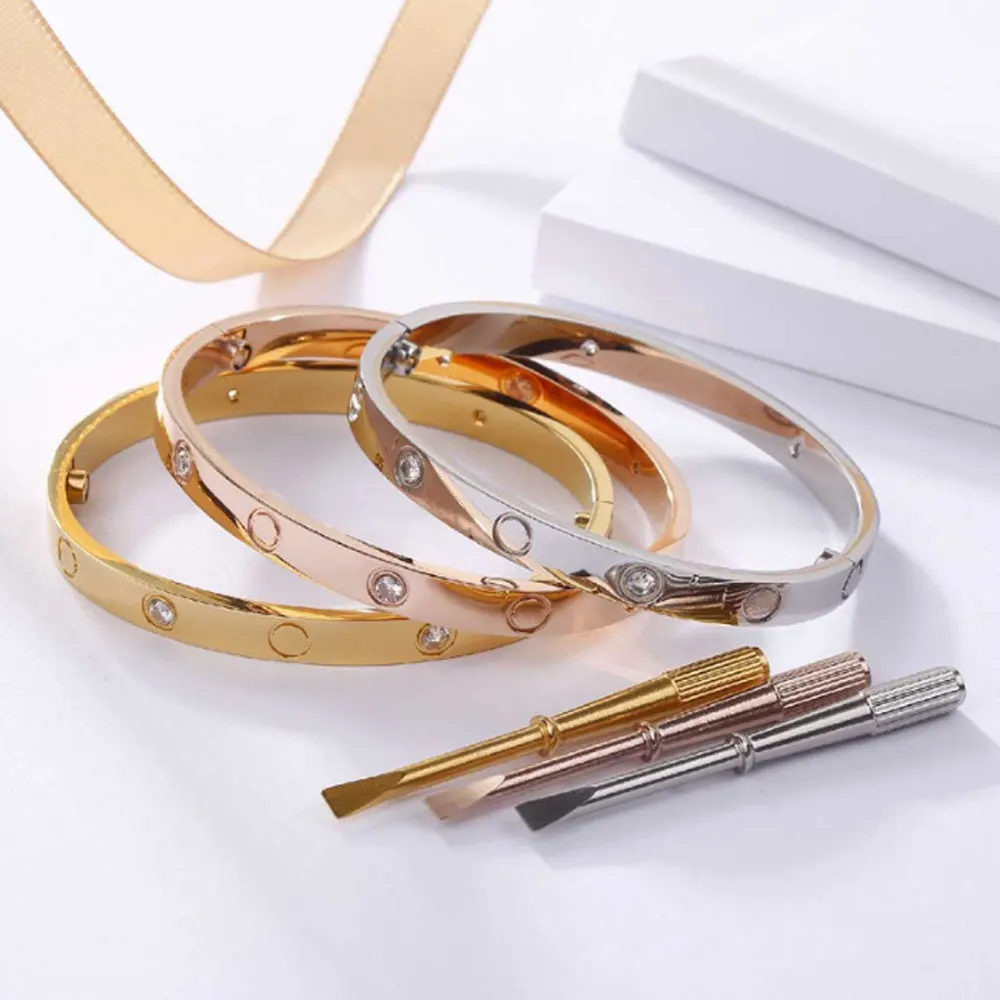 lovers couple high quality titanium steel loving screw driver and nut bracelet bangle with screwdriver