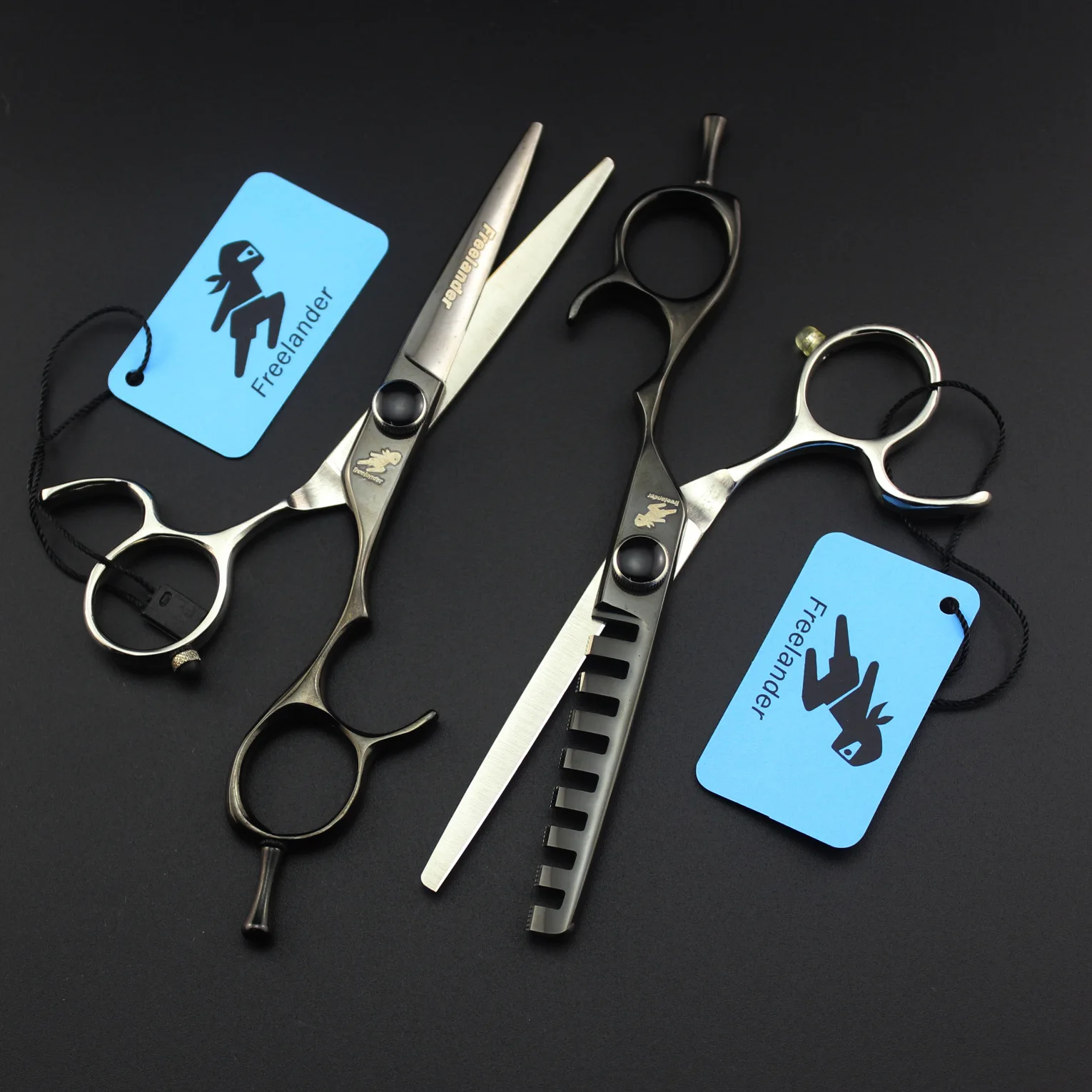 

Freelander high grade haircut flat bangs teeth black and white mandarin duck scissors