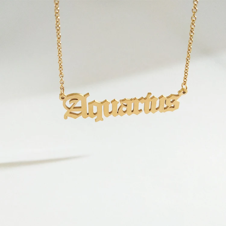 

12 zodiac Gold Plated Stainless Steel Necklace Zodiac Pendant Necklace, Gold,silver,rose gold