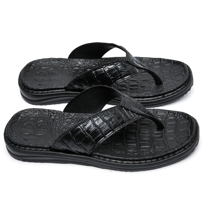 

2021 New Arrival Men'S Crocodile Grain Slippers Indoor Outside Flat Slipper Slides Summer Beach Shoes Pvc Flip Flop For Men