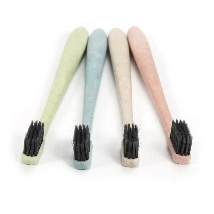 

Wholesale Biodegradable Cheap Wheat Straw Toothbrush, Blue/pink/green/ivory