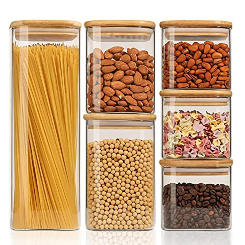 

Transparent plastic sealed jar square snack storage jar fresh-keeping box kitchen grains and dried fruit storage jar