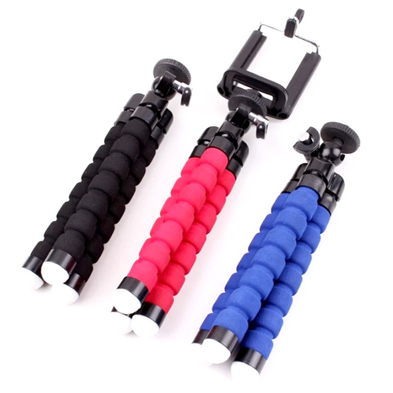 

Factory Sale Mini Flexible Sponge Octopus Tripod For Iphone/samsung/huaweis Mobile Phone Smartphone Holder For Gopros Camera, Black/red/blue