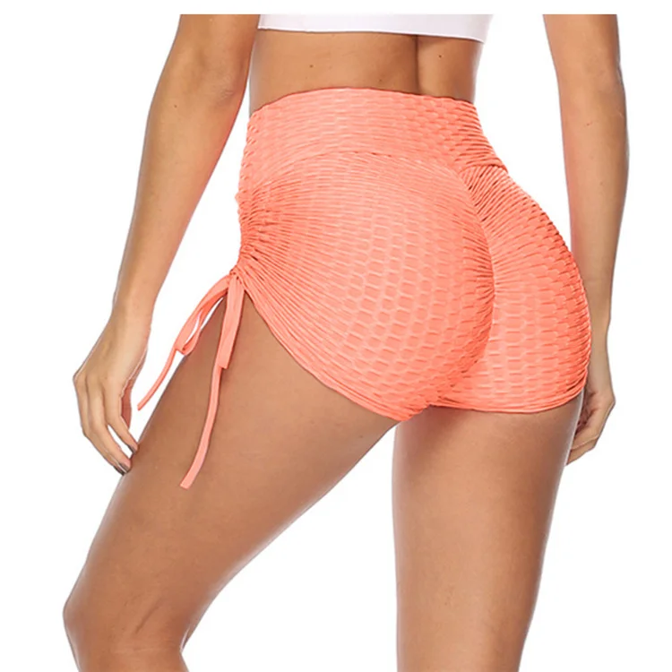 

High quality women's yoga shorts running solid color drawstring short pant fitness plus size but lift yoga shorts