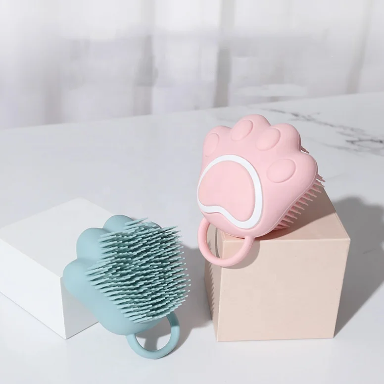 

New Design Convenient Cat Paw Brush Silicone Hair Bath Shower Brush Scalp Massage Exfoliating Body Scrubber Bath Brushes