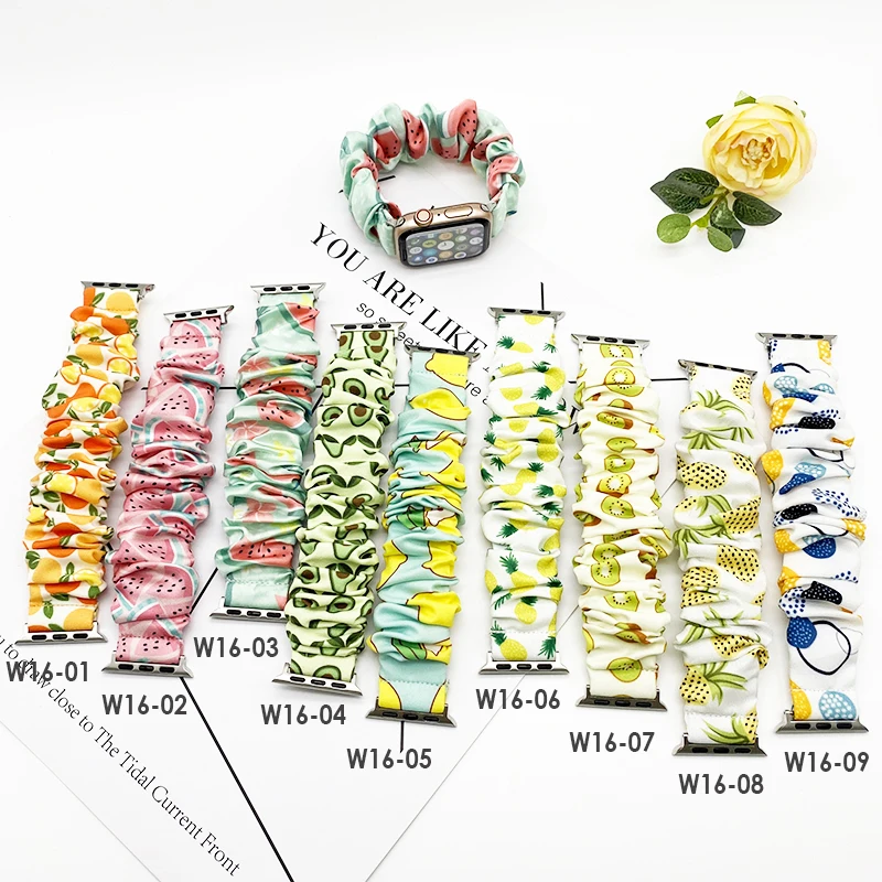 

elastic scrunchie band with dot print for apple watch watch strap for iwatch 38mm 42mm 40mm 44mm, Multi-color for option