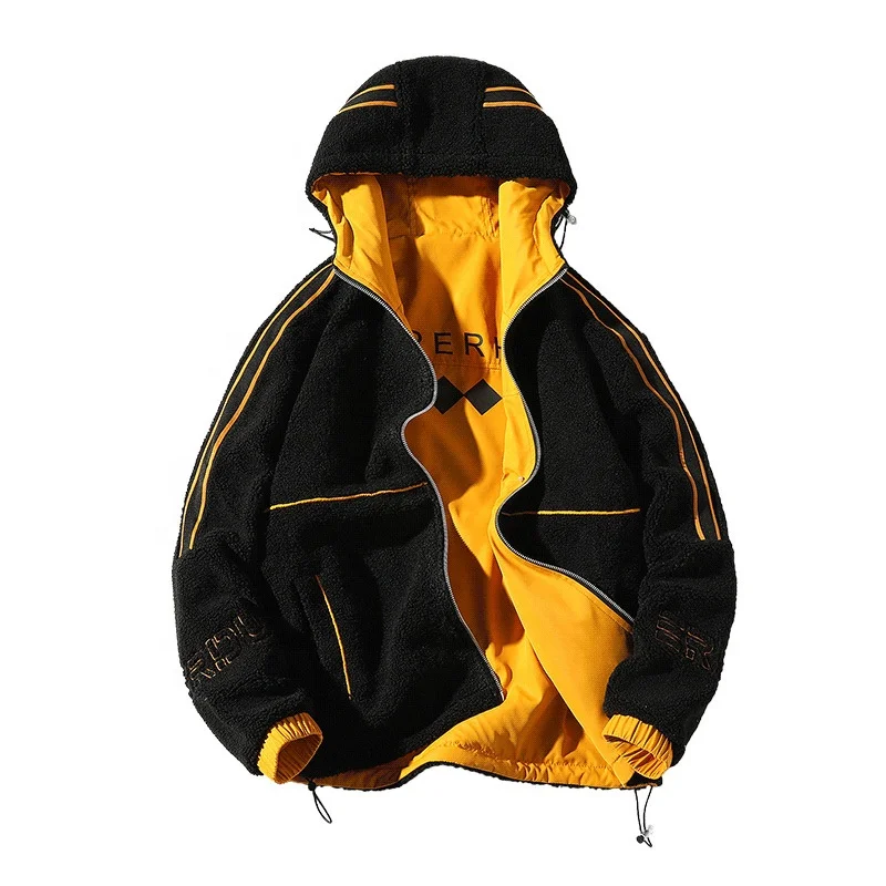 

wholesale 2022 autumn and winter new ins trend hooded men's jacket can be double-sided lamb wool jacket men Dropshippping