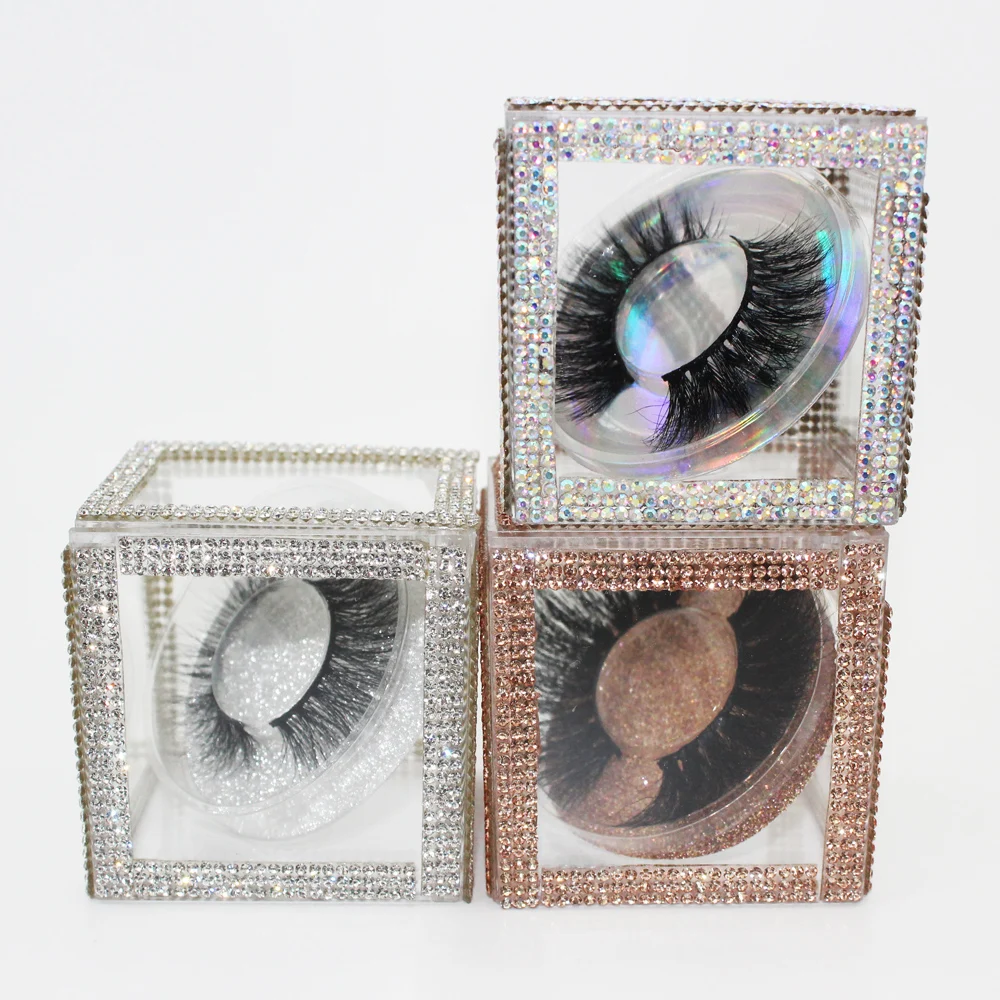 

Clear Cube Square Eyelashes Custom Lashbox Packaging Lashes3d Wholesale Vendor 25MM Mink Eyelashes Vendor, Black