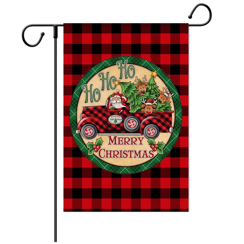 

Customized Christmas Decorated Garden Flag Linen Double Side Digital Printed Garden Festival Flag