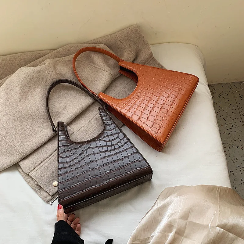

Luxury Handbags for women retro crocodile pattern underarm fashion PU leather tote bag ladies shoulder bag, As pics