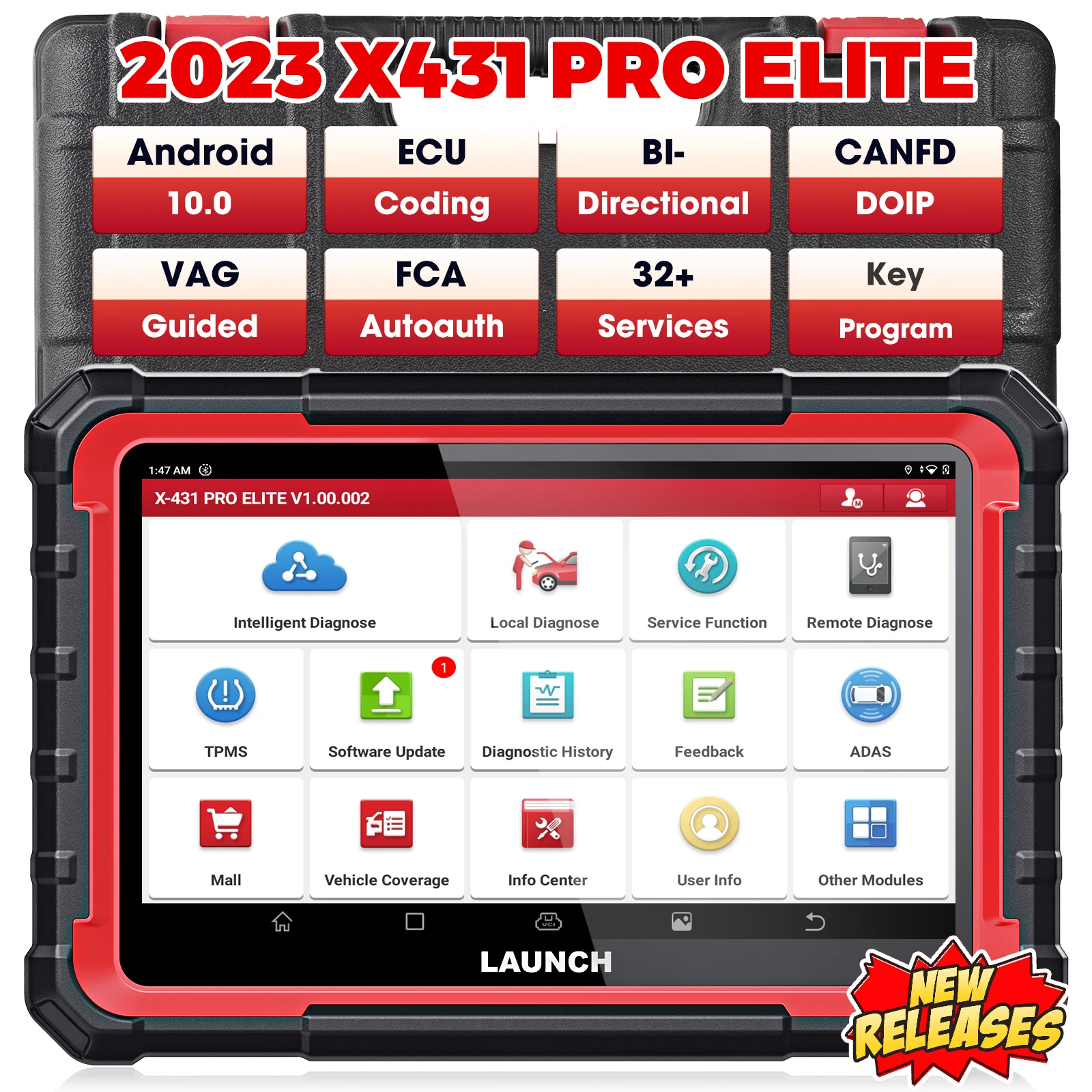 

2024 New Arrival Launch X431 PRO Elite Fully Functional Bidirectional Scanner with CANFD DOIP Diagnostic Tools All System Reader