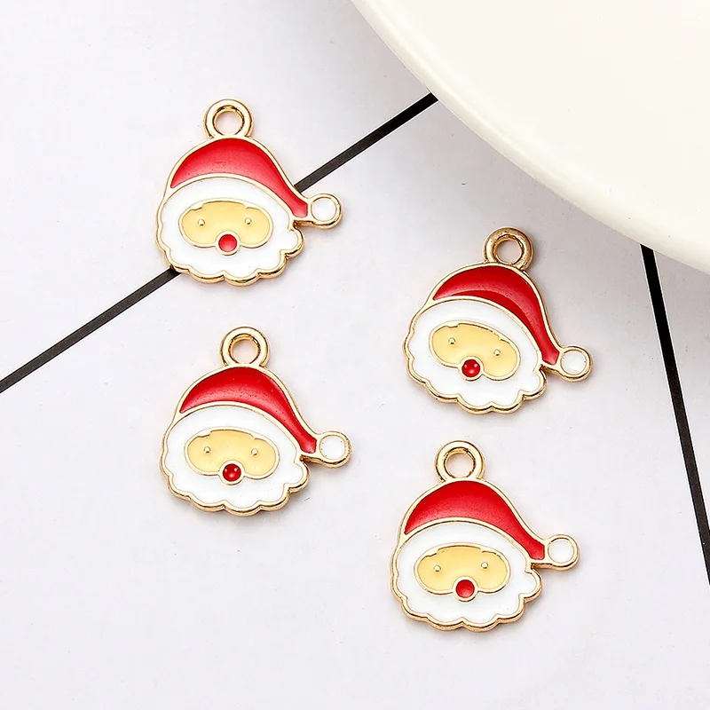 

Trending alloy colorful enamel christmas santa claus charms pendant for women DIY bracelet necklace jewelry making accessories, Picture show