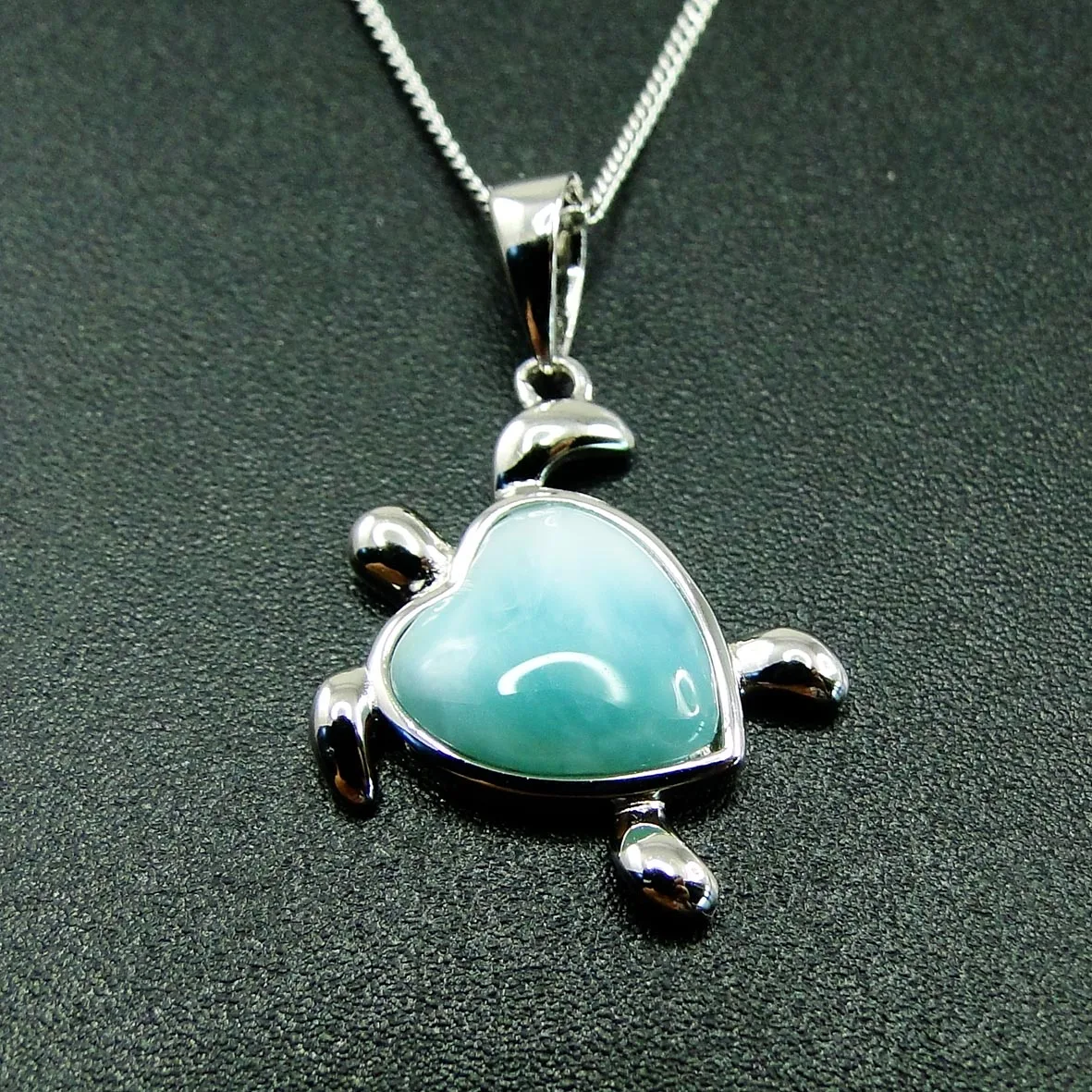 

Solid 925 Silver Ocean Sea Turtle Blue Larimar Pendant Sealife Jewelry