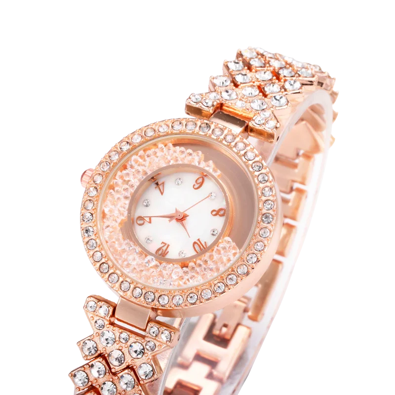 

Fashion luxury diamond inlaid quicksand women quartz watch quicksand ball transfer steel belt nurses watches
