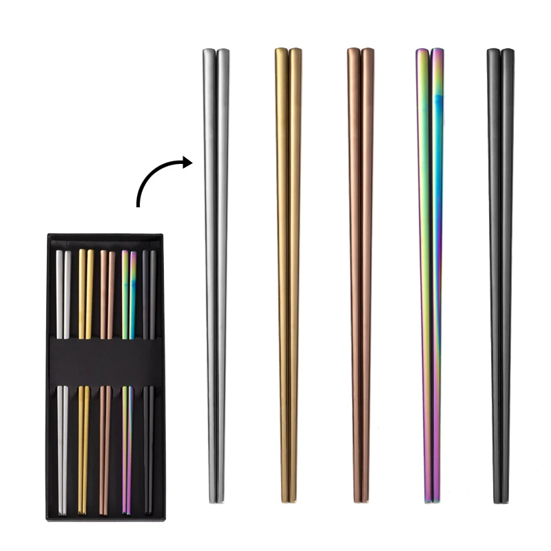 

304 Stainless Steel Chopsticks Stainless steel chopsticks chopsticks, Silver/gold/rose gold/rainbow/black/blue