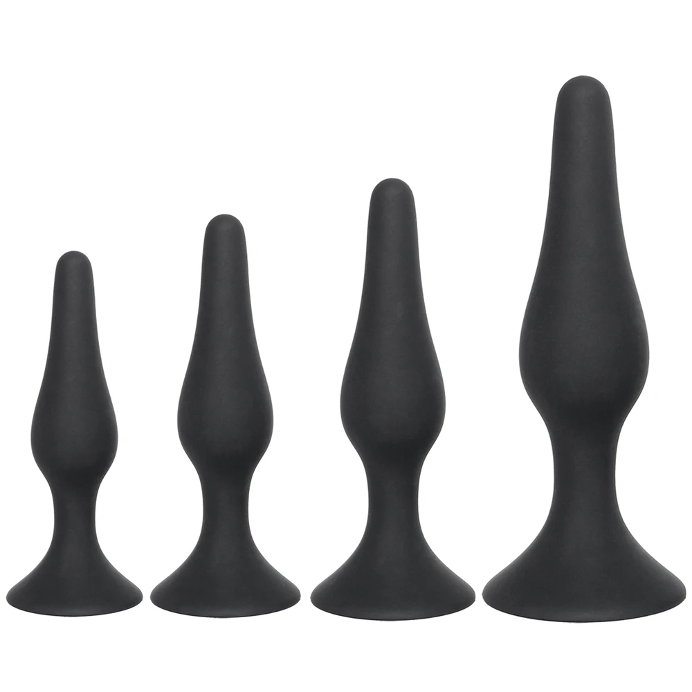 Black silicone anal plug from the set