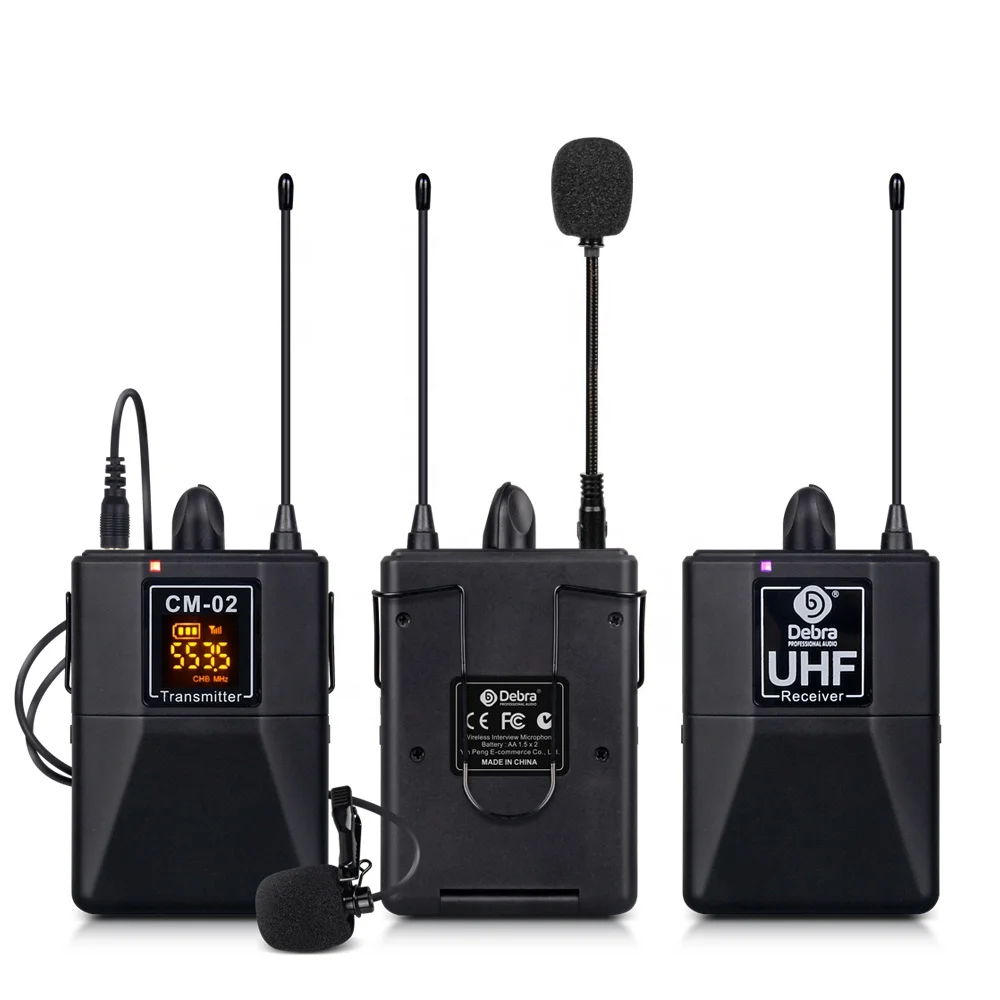 

Debra Audio UHF CM02 Wireless Lavalier Microphone 30Selectable Channels 50m Range for DSLR Camera Interview Live phone recording