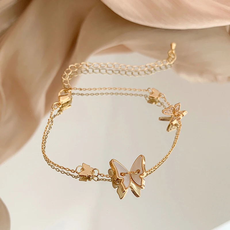

ENSHIR 2021 New Arrival Fashion Gold Plated Shell Butterfly Bracelet for Women Jewelry, As picture