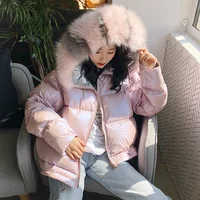 

New Arrival Women Fashion Style Oversize Coat Real Fox Fur Collar Jacket High Quality White Duck Down Coat