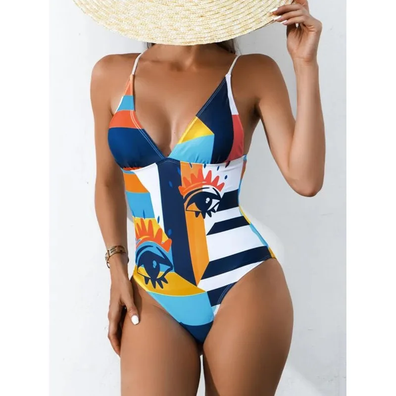 

Custom RPET Factory Direct Fashion Hot Sale European And American Sexy Women's Halter One-piece New Swimsuits For Lady