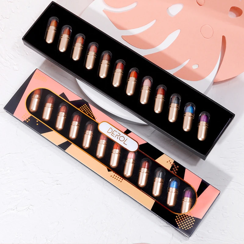 

New Arrival 12 Color Capsule Eyeshadow Palette Waterproof Wholesale Beauty Cosmetics Mini Eye Makeup for Girls