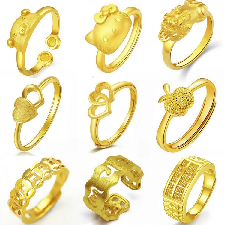 

Piggy Ring Women's Gold Pure Plated 24K Gold Lucky Opening Ring Women's Gold Jewelry Wholesale