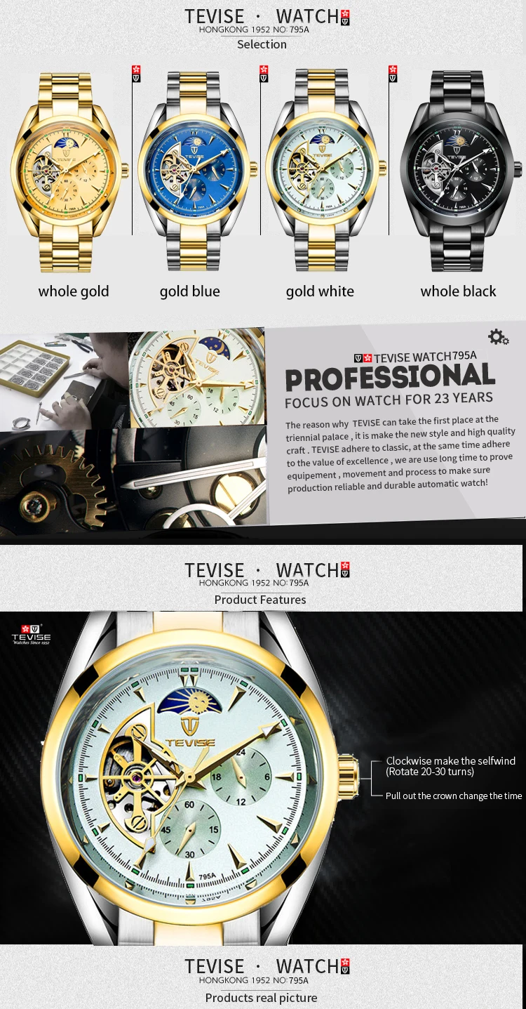 Luxury Brand Tevise Automatic Men Watches Mechanical Watches Tourbillon  Male SelfWinding Sport Wristwatch Relogio Masculino5099821 From Rcce,  $99.86 | DHgate.Com