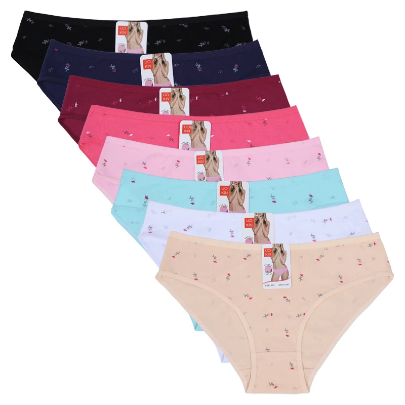 

UOKIN New arrival mid-waist solid color panties underwear cotton panties plus size ladies panties