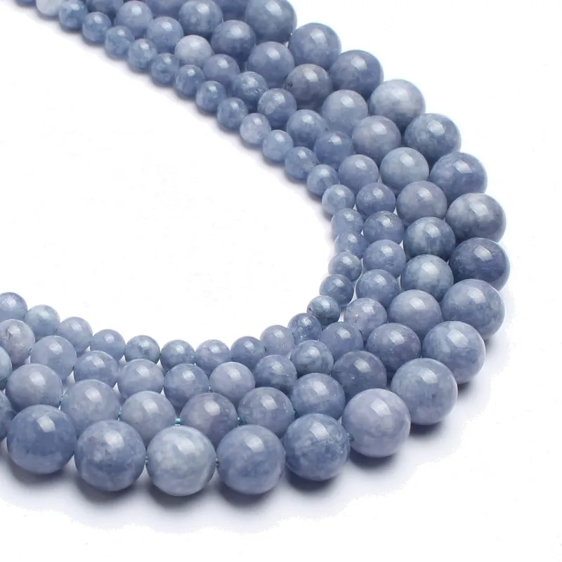 

Wholesale 6mm 8mm 10mm 12mm Round Blue Angelites Stone Beads for DIY Jewelry Making