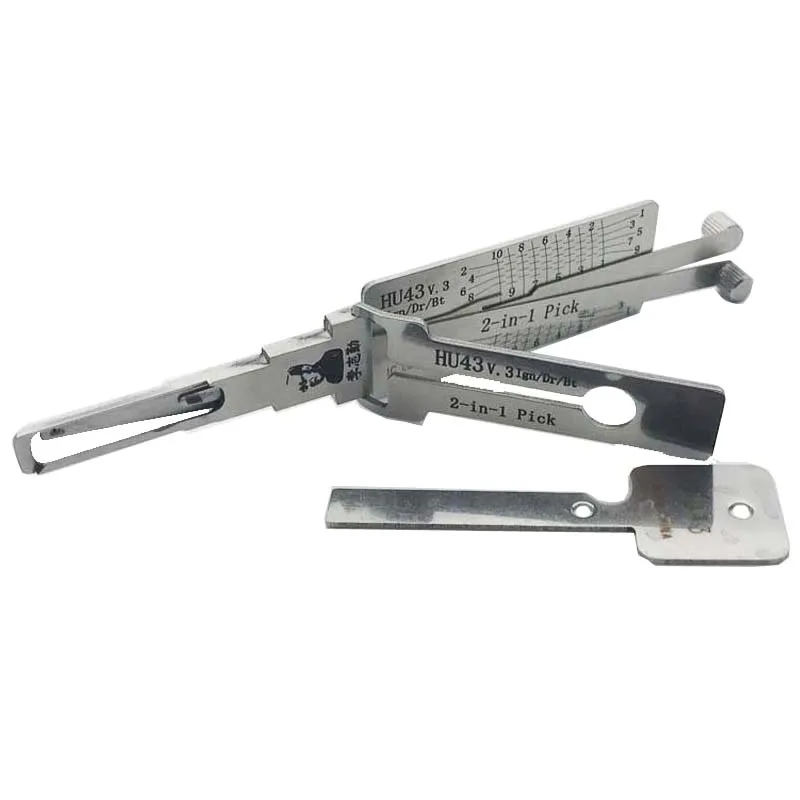 

100% original Lishi hu43 2 in 1 Car Door Pick Decoder Unlock Tool Locksmith Tools, Silver