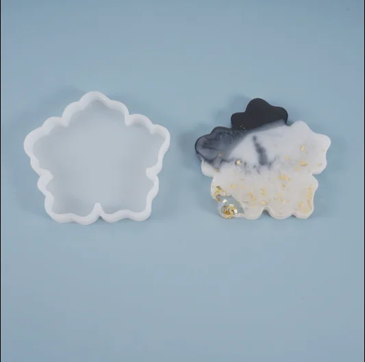 

DIY Crystal Epoxy Mold Sakura Cup Mat Swing Table Base Mirror Silicone Mold, White