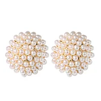 

Ins Hotsale Faux Baroque Pearl Beaded Flower Stud Earrings Korean Cute Cultured Freshwater Pearl Post Stud Earrings for Women