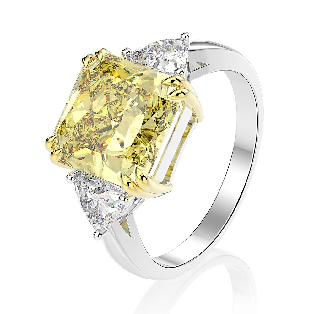 

925 Sterling Silver Lab Created Moissanite Citrine Sapphire Gemstone Wedding Engagement Ring Fine Jewelry Wholesale