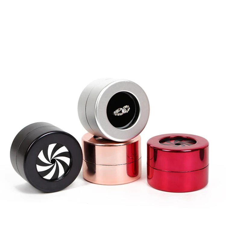 

Luxury Sublimation Cylinder Round Rotating Gift Packing Propose Ring Green Jewelry Box, 8 colors (customized)