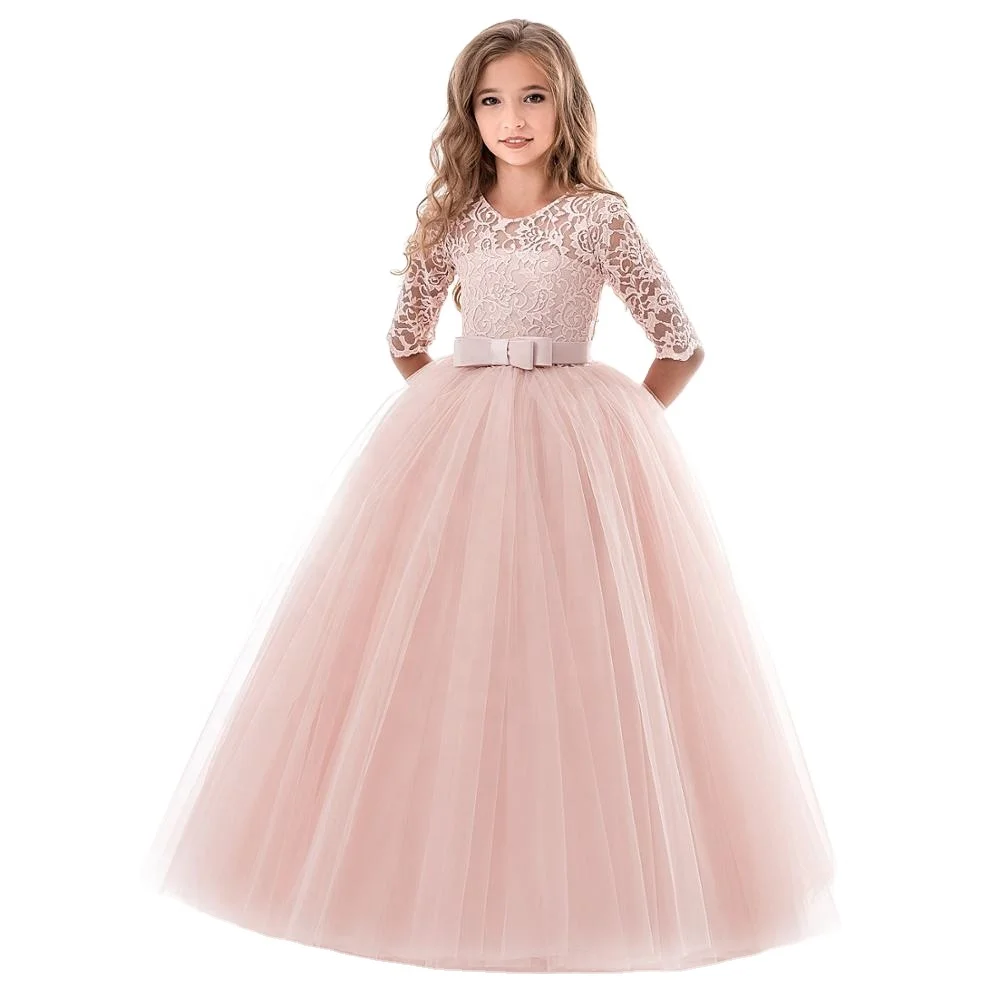 

Children bridesmaid lace girls dress wedding party dress long princess, Can follow customers' requirements