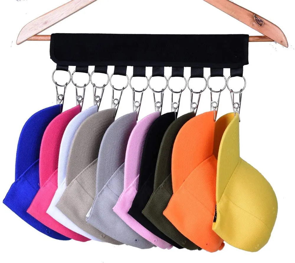 

10 Clips Baseball Cap Holder Hanger Rack Hat Organizer for Closet