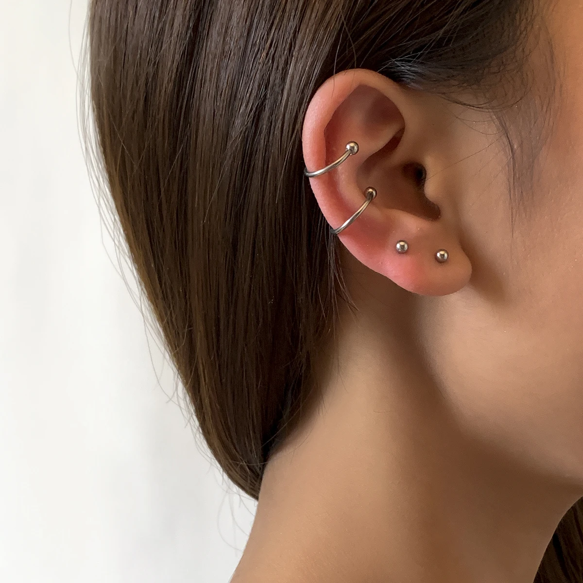 

SHIXIN Delicate Stud Clip On Earring Set Iced Out Silver Ball Earring 4Pcs/Set Latest Design Earrings for Women