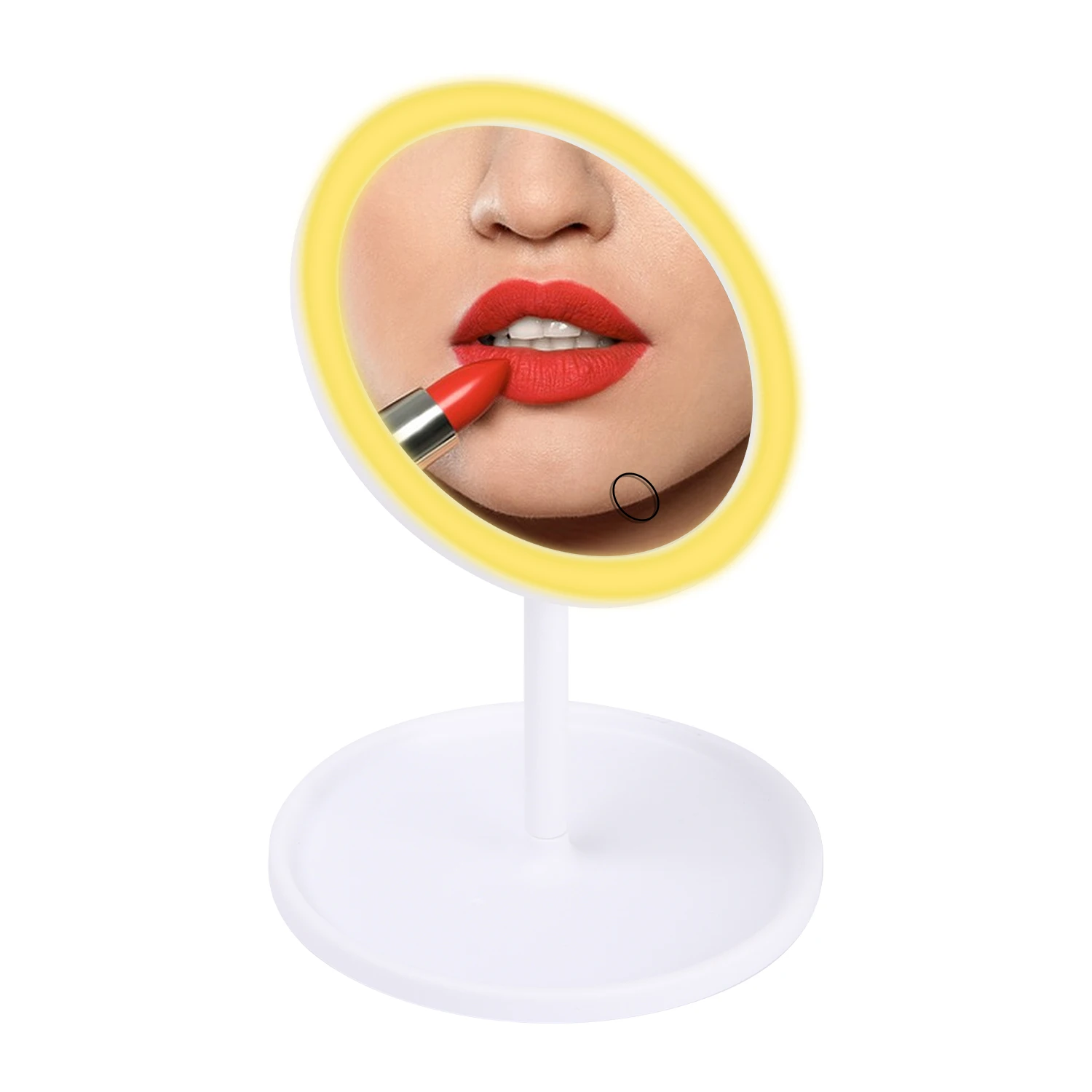 

2022 Beauty Luxury Custom Logo Hot Selling Mini White USB Portable Led Lighted Folding Table 3d Makeup Mirror with Led Light