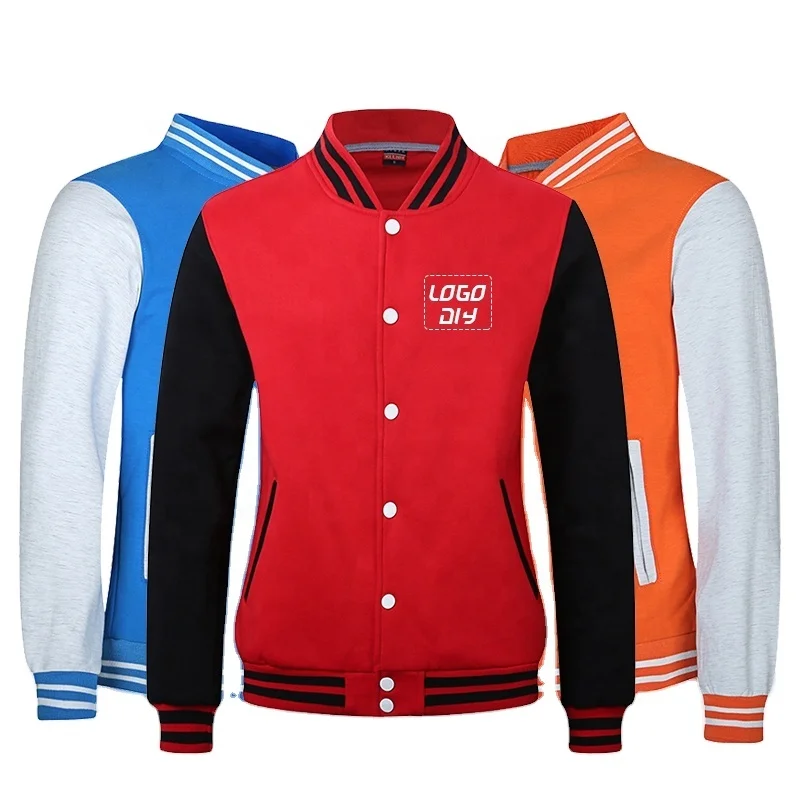 

Latest popular wholesale price unisex cotton jacket sports casual men's big/tall jacket sweatshirts baseball uniform, 11 colors