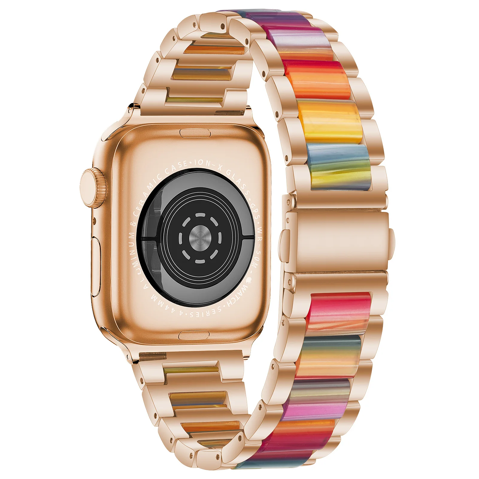 

Suitable for Apple watch1234567 se Watch Stainless Steel Butterfly buckle two-color Apple watchband BD13, Multiple colors