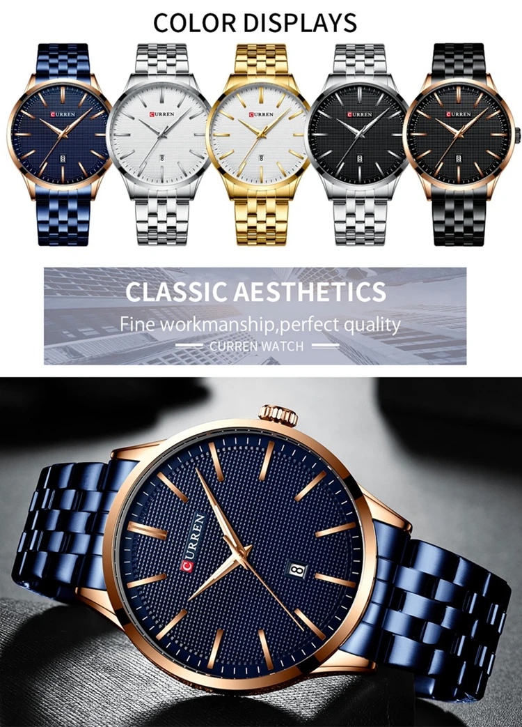 CURREN 8381 Watch Luxury Quartz Watches for Men Casual Stainless Steel Auto  Date Wristwatch relogio masculino【With Box】