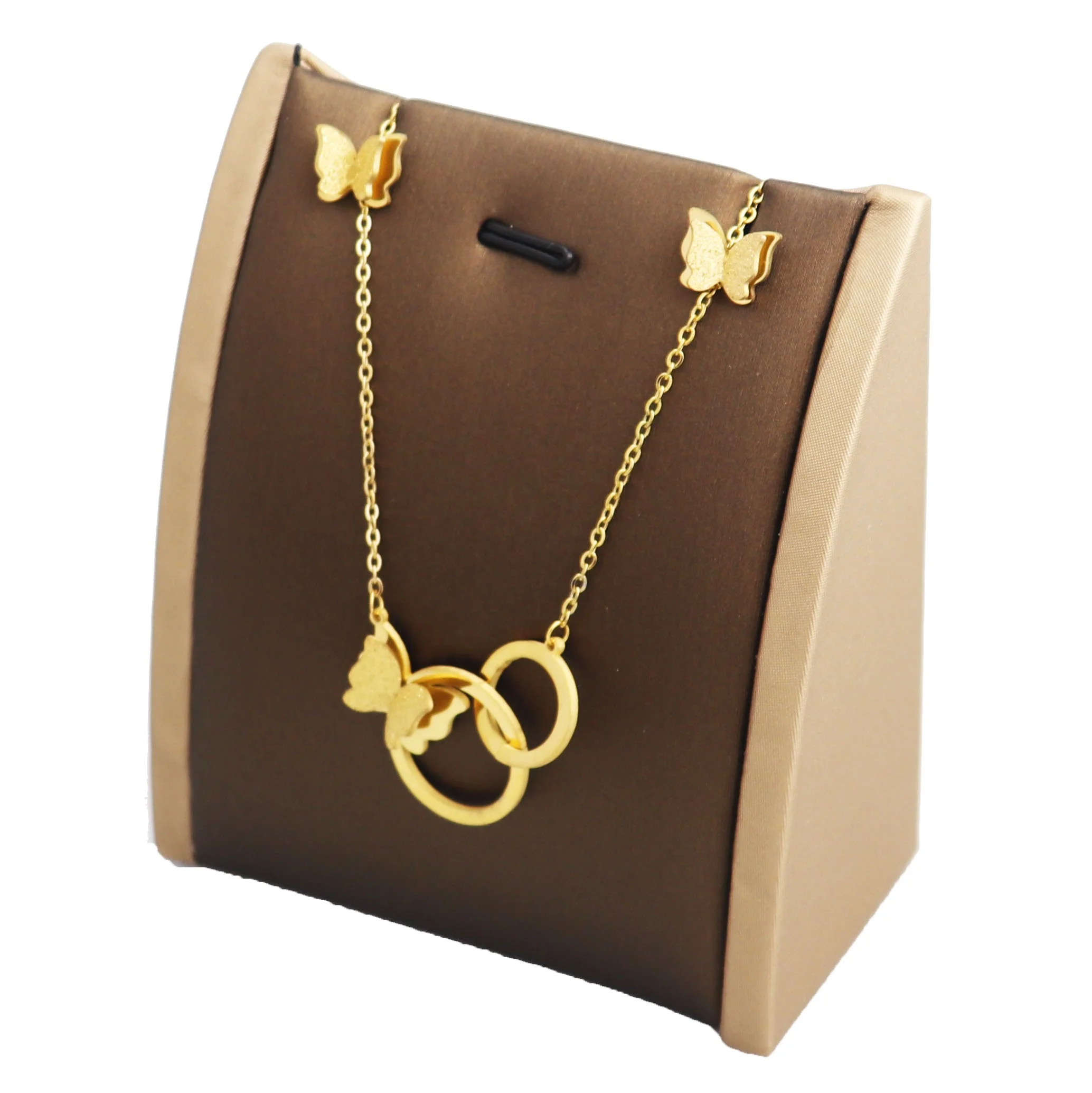 

Fashion stainless steel jewelry round and butterfly necklace and earring jewelry women girl set plated gold jewelry set SN-S0036