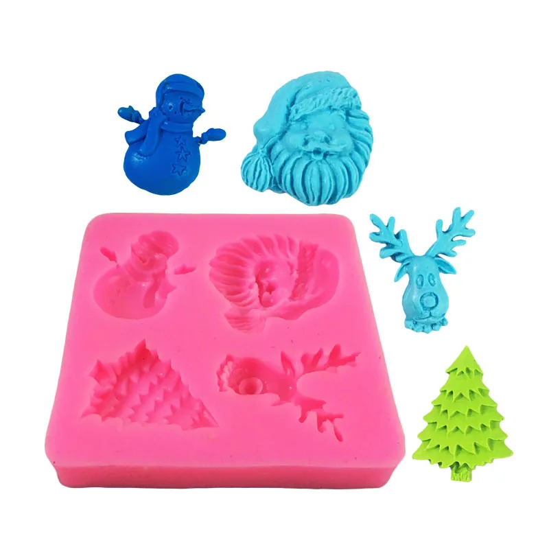 

Santa Claus Snowman Christmas Tree Elk Shape Silicone Fondant Cake Chocolate Pastry Baking Mold Making Crafts Accessories