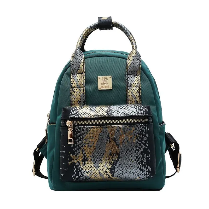 

Trendy Casual backpack back pack fashion hand bags and purse snakeskin girls small nylon backpack bags, 4 colors