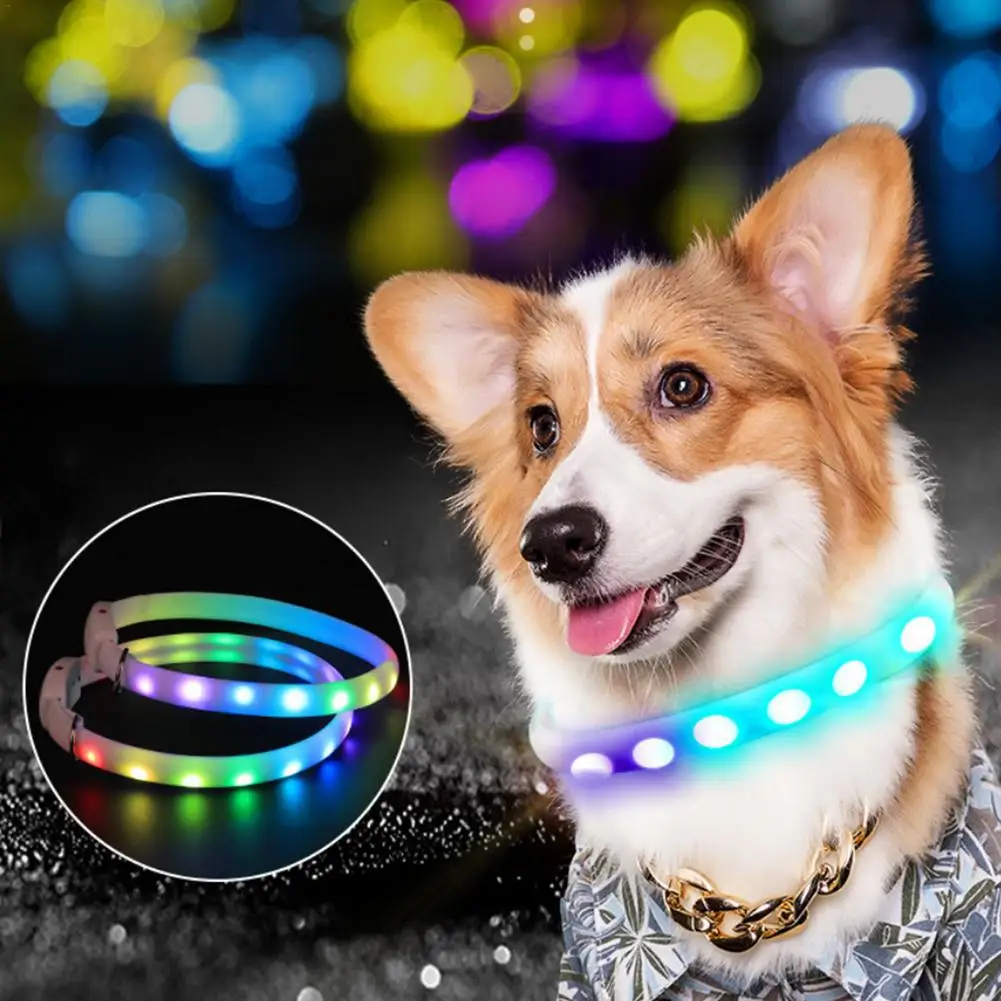 

LED Pet Collars USB Rechargeable Glow Dog Collars Multi-color Luminous Necklace With Flashing Lights Electronic Pet Supplies
