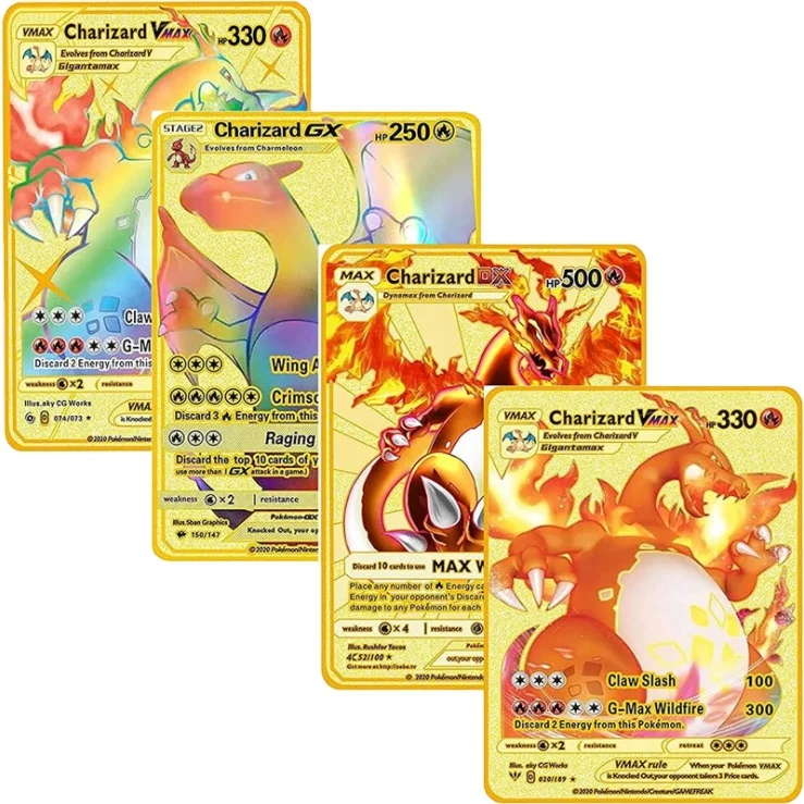 

1st First edition Venusaur Gold Metal Pokemones Cards Rainbow Charizard Pokemones Cards new Trading Cards Game