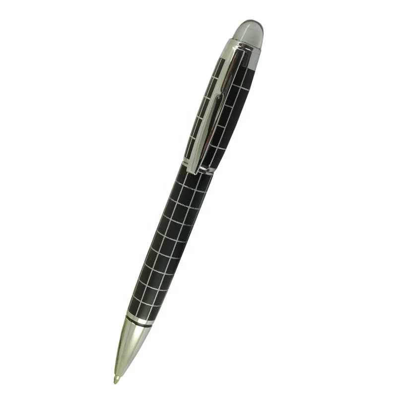 

ACMECN Black Checker Metal Pens Plating Silver Trim Twist Retractable Ballpoint Pen Crystal Custom Logo Metal Ball Pen, Pms color