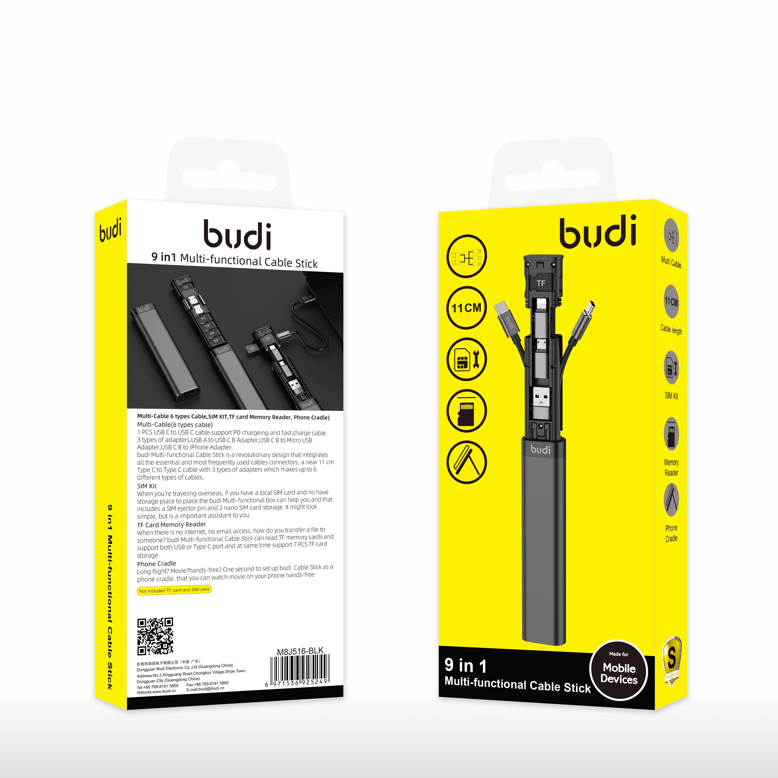

budi new Multi-functional Cable Stick 9 in 1 mobile phone charging usb cable