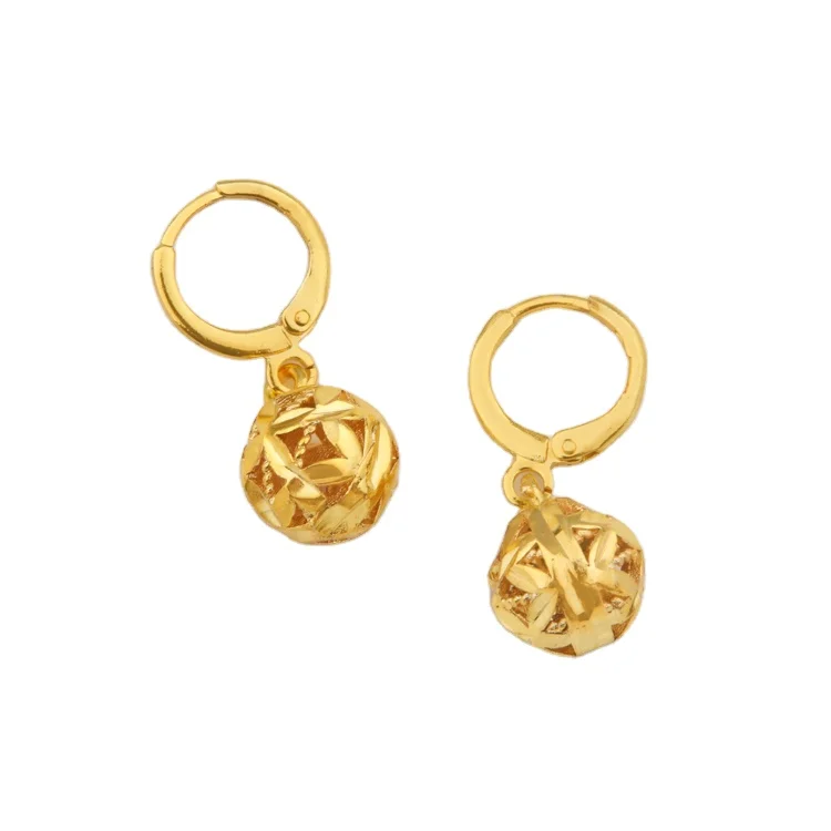 

Factory Direct Sale Gold-Plated 18K Hollow Ball Earrings Korean Style Temperament Jewelry Female Earrings Wholesale